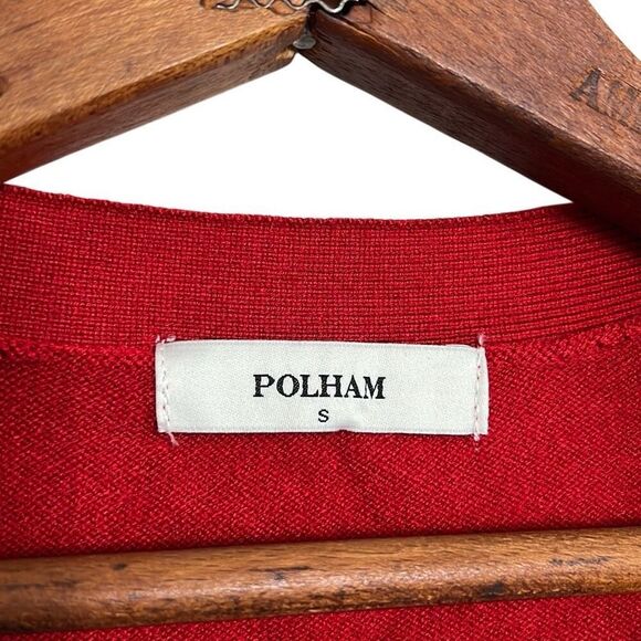 Polham V-neck Long Sleeve Button Front Rayon Blend Knit Cardigan Red Small - Picture 4 of 7
